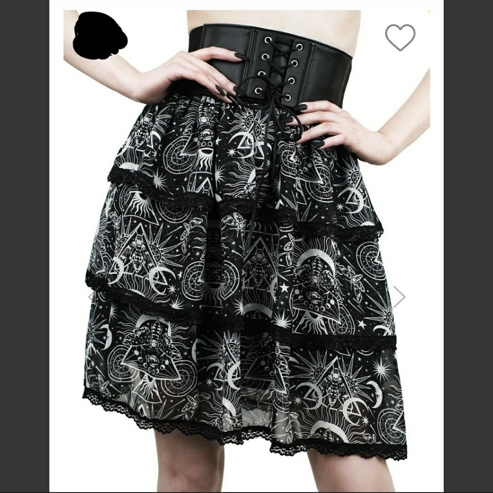 Layered Chiffon Corset Skirt Moon Moth Detail